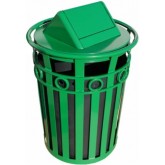 WITT Oakley Collection Decorative Outdoor Waste Receptacle with Swing Top - 40 Gallon, Green